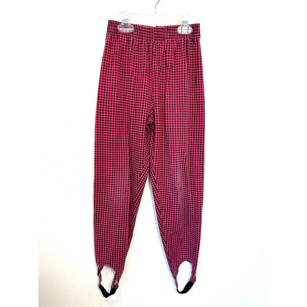 Pink and Black Herringbone Pants with Stirrups